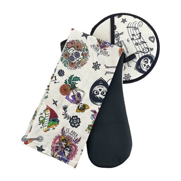 Disney Store Disney Pixar Coco Kitchen Dish Towel Potholder Oven Mitt Set - Picture 6 of 9